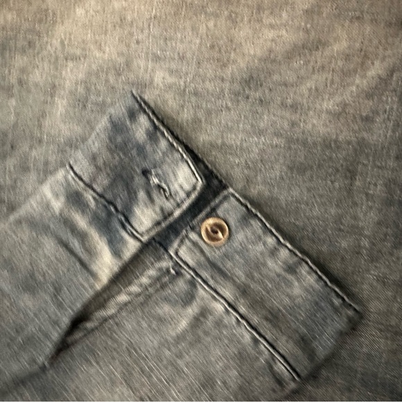 En Crème Embroidered Chambray Tunic Dress Boho Floral Denim Shirt Women L - Picture 4 of 14